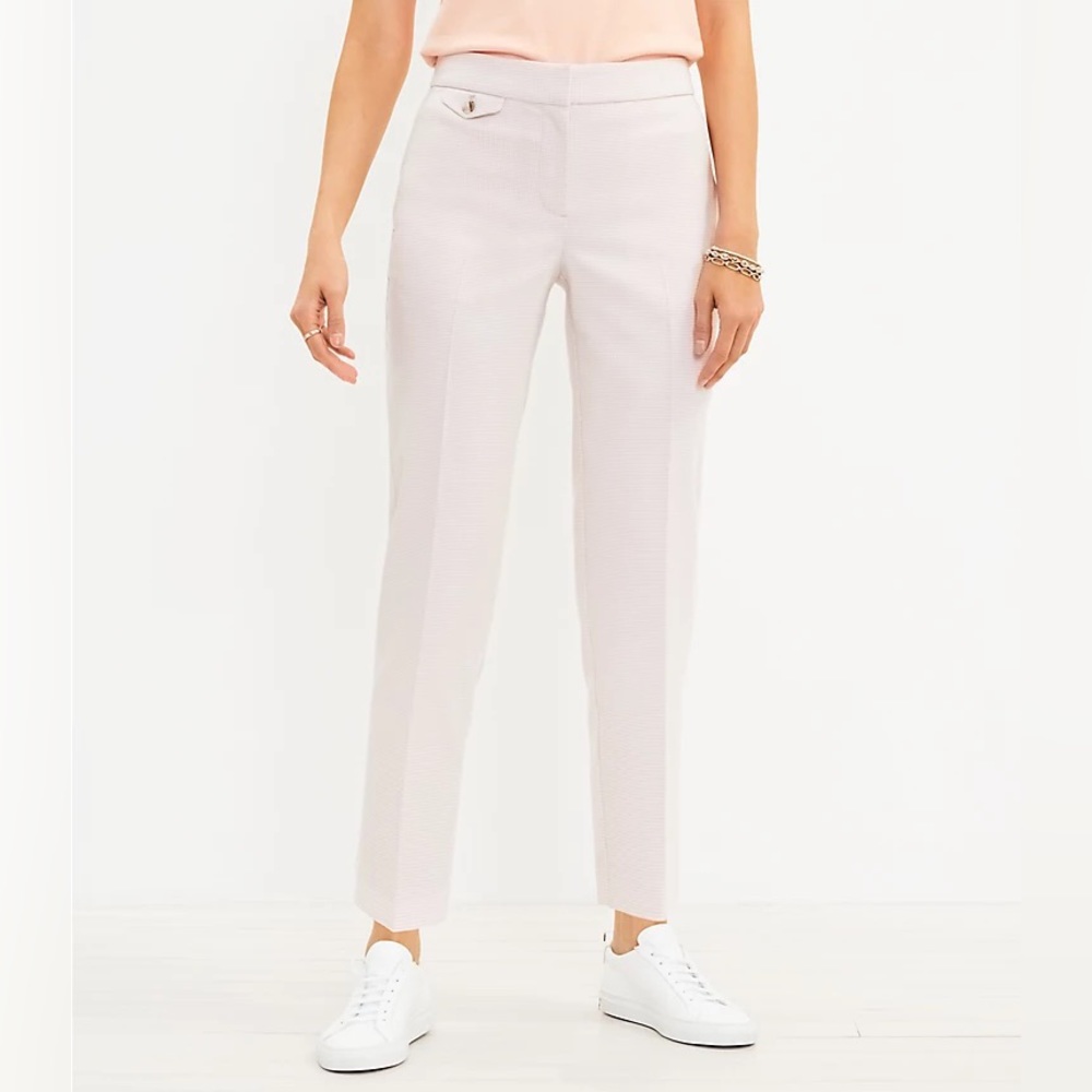 Petite Button Pocket Slim Pants in Houndstooth